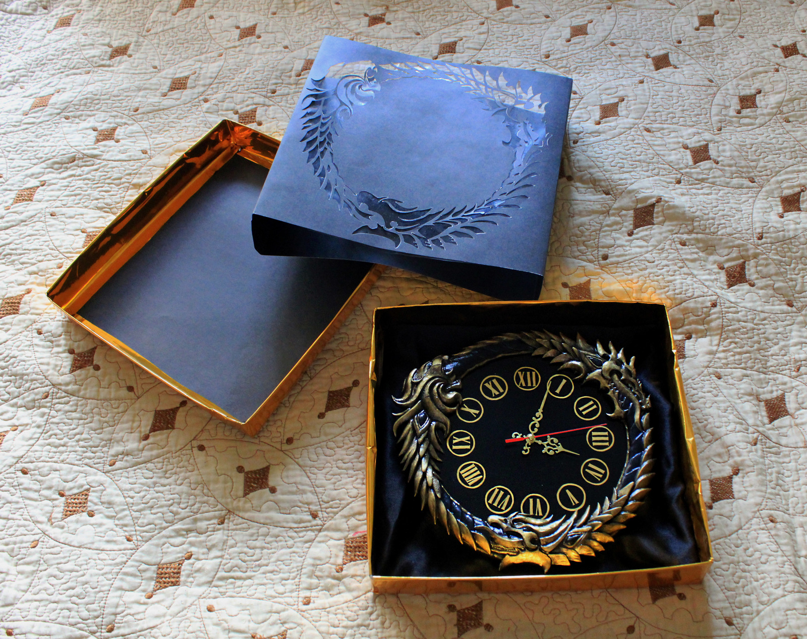 Clock/The Elder Scrolls Online - My, Needlework with process, Handmade, Longpost, Clock, Ouroboros, The Elder Scrolls Online