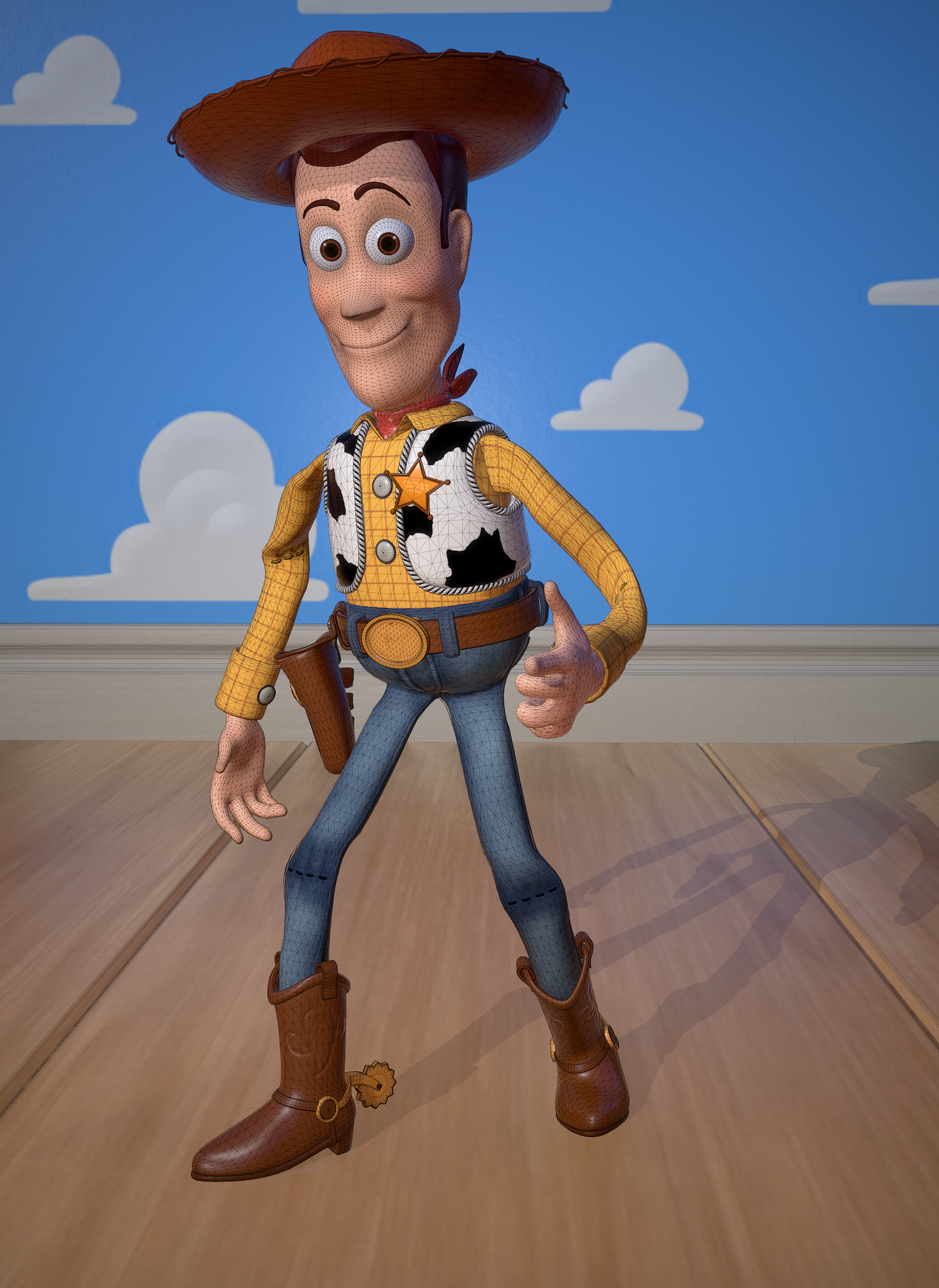 Pixar's Cowboy Woody fan art - Моё, 3D, Pixar, Шериф Вуди, Фан-Арт, Гифка, Длиннопост