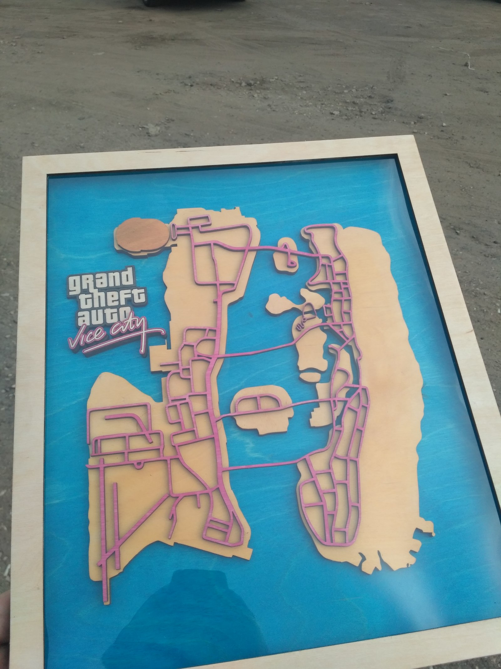 Wooden GTA Vice City map. - My, Presents, Gta, crazy hands, Longpost