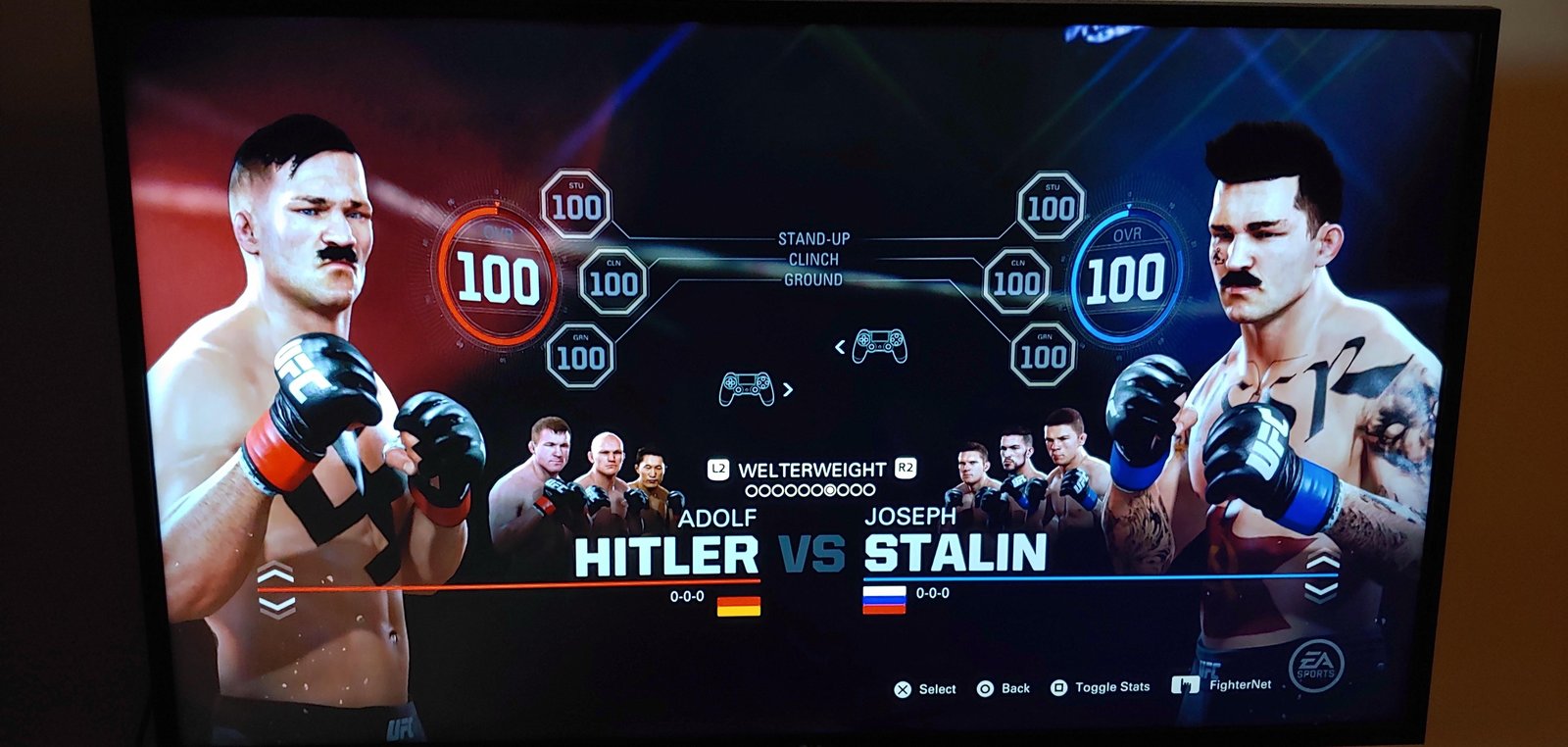 У первого получше техника, но у второго выносливость выше - Reddit, Playstation 4, UFC, Сонька, Игры, Адольф Гитлер, Сталин