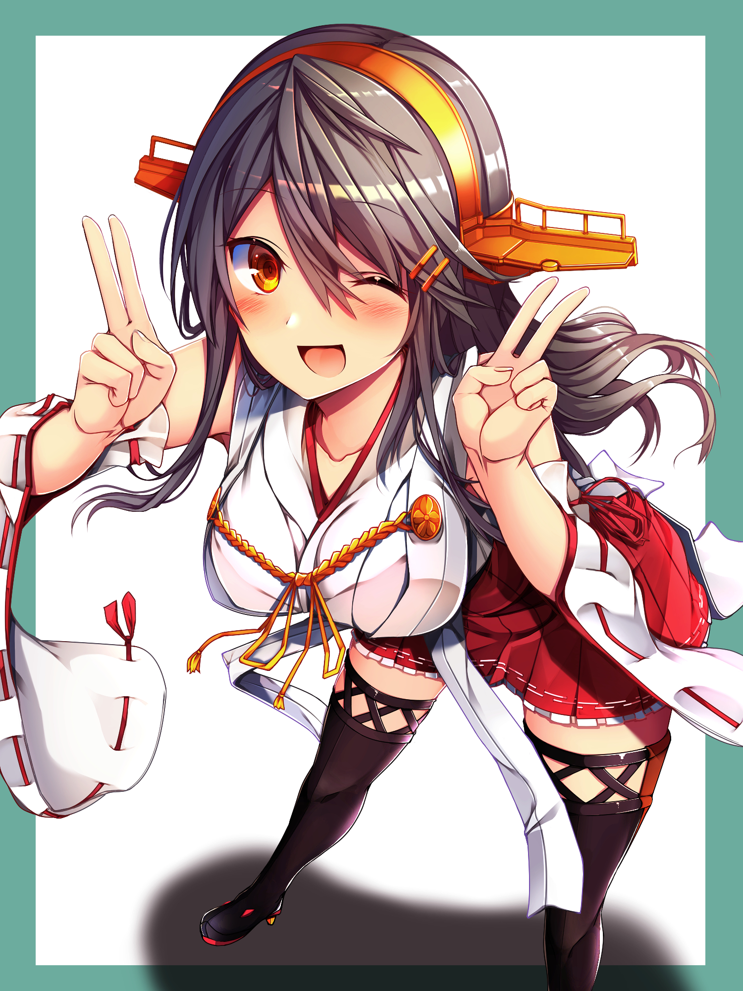 Haruna - NSFW, Kantai Collection, Haruna, Аниме, Anime Art, Сиськи, Нижнее белье, Длиннопост