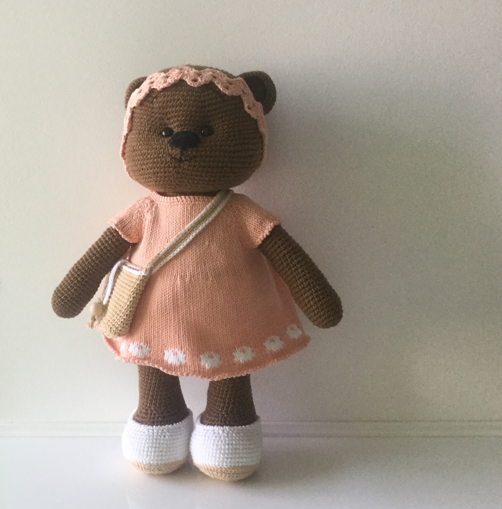 Teddy bear in clothes - My, Needlework without process, Knitted toys, Longpost, Amigurumi