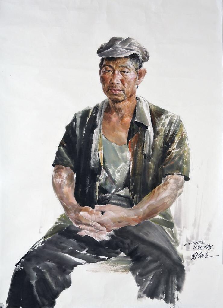 North Korean painting - Painting, North Korea, Painting, Корея, Workers, Sea, The street, Longpost