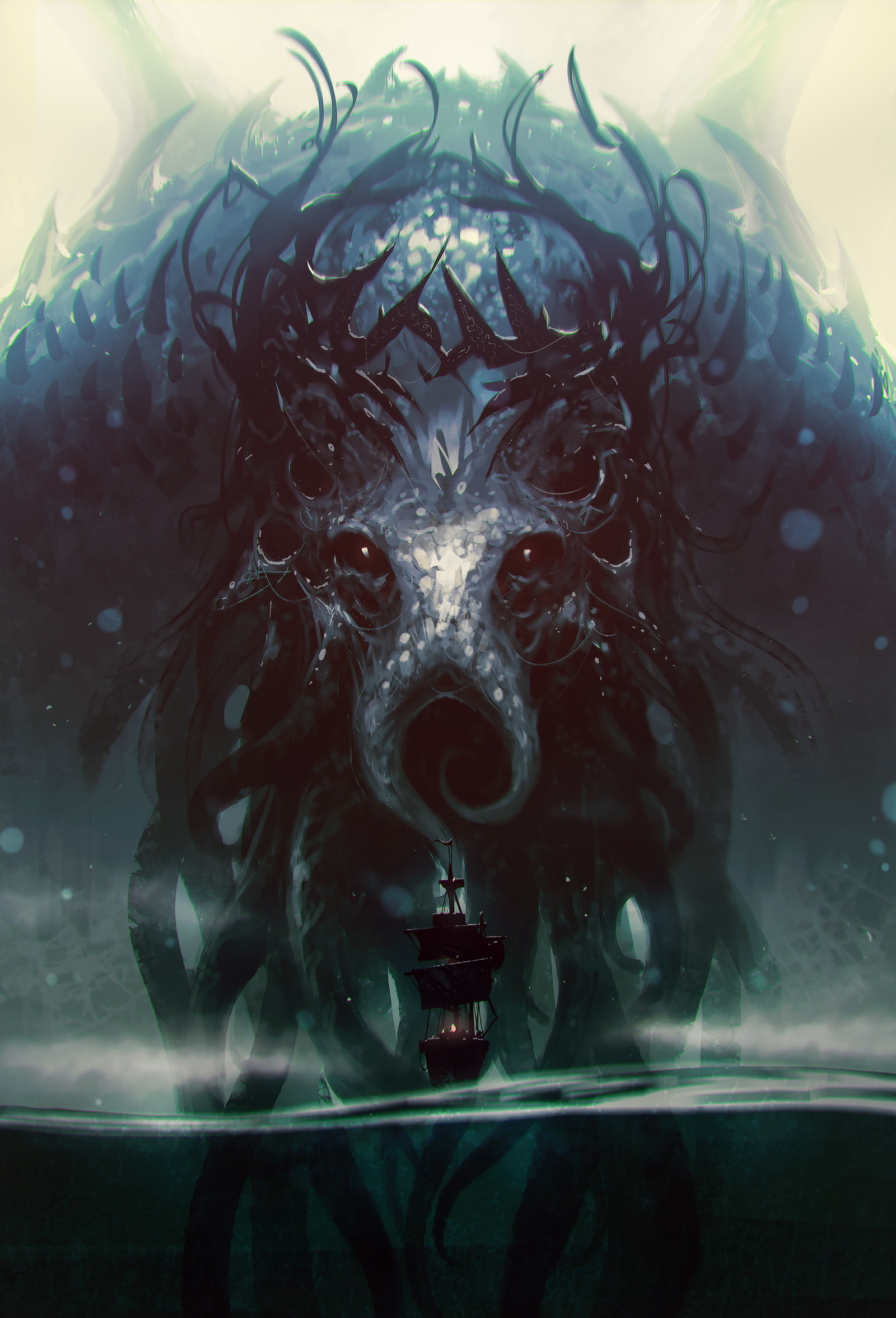 The Call of Cthulhu by omer tun. - Art, Cthulhu, Images, Atmosphere, Call of Cthulhu, Omertunc