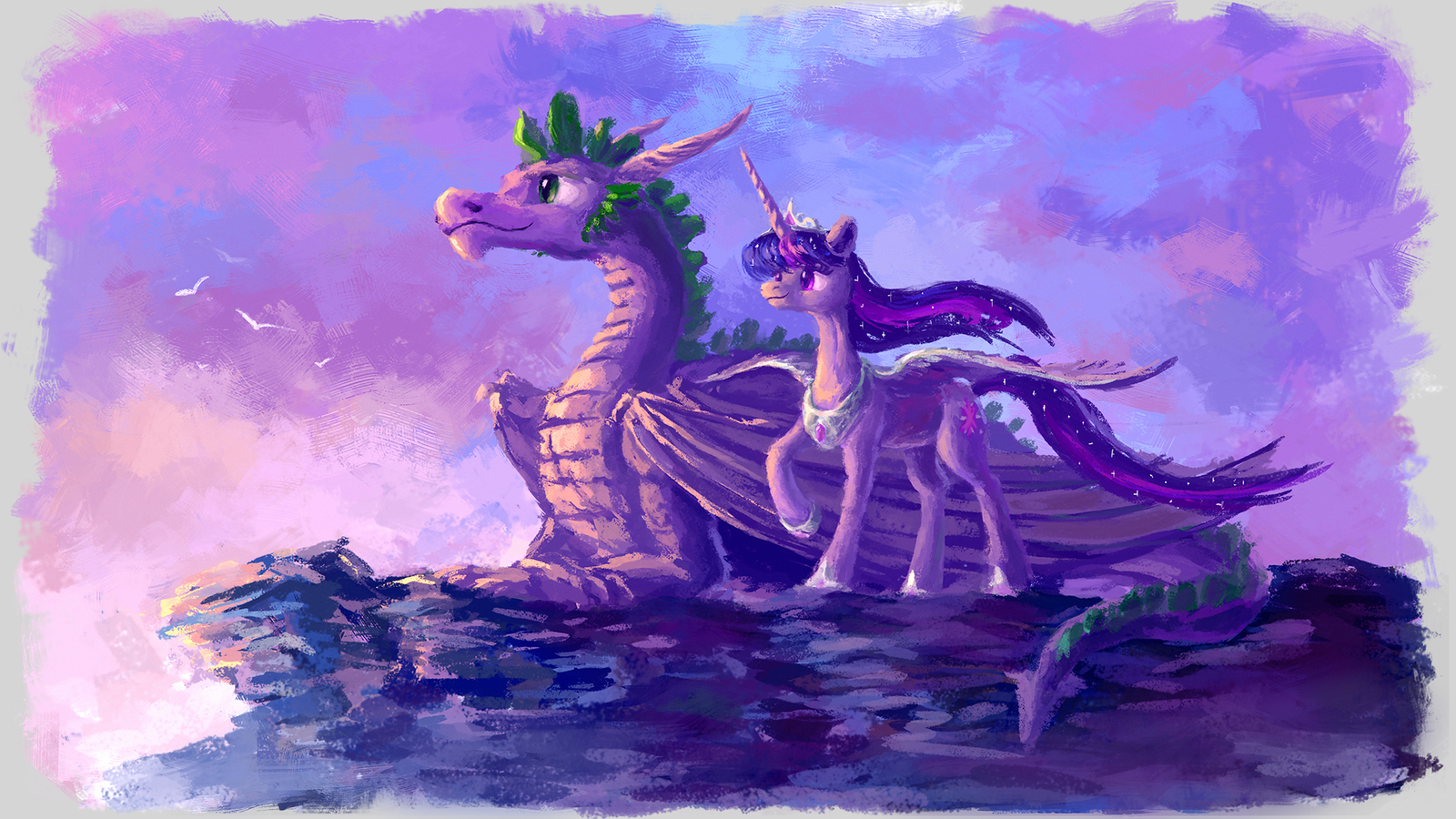 The princess and the dragon - My little pony, Spike, Twilight sparkle, Plainoasis