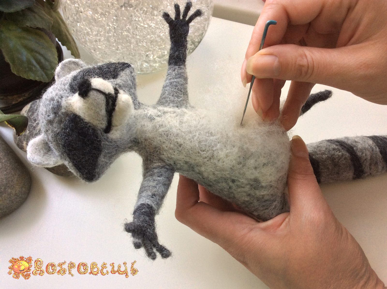 Raccoon and his friend - My, Dry felting, Needlework, Raccoon, Rabbit, Wallow, Handmade, Needlework with process, Longpost, Kripota