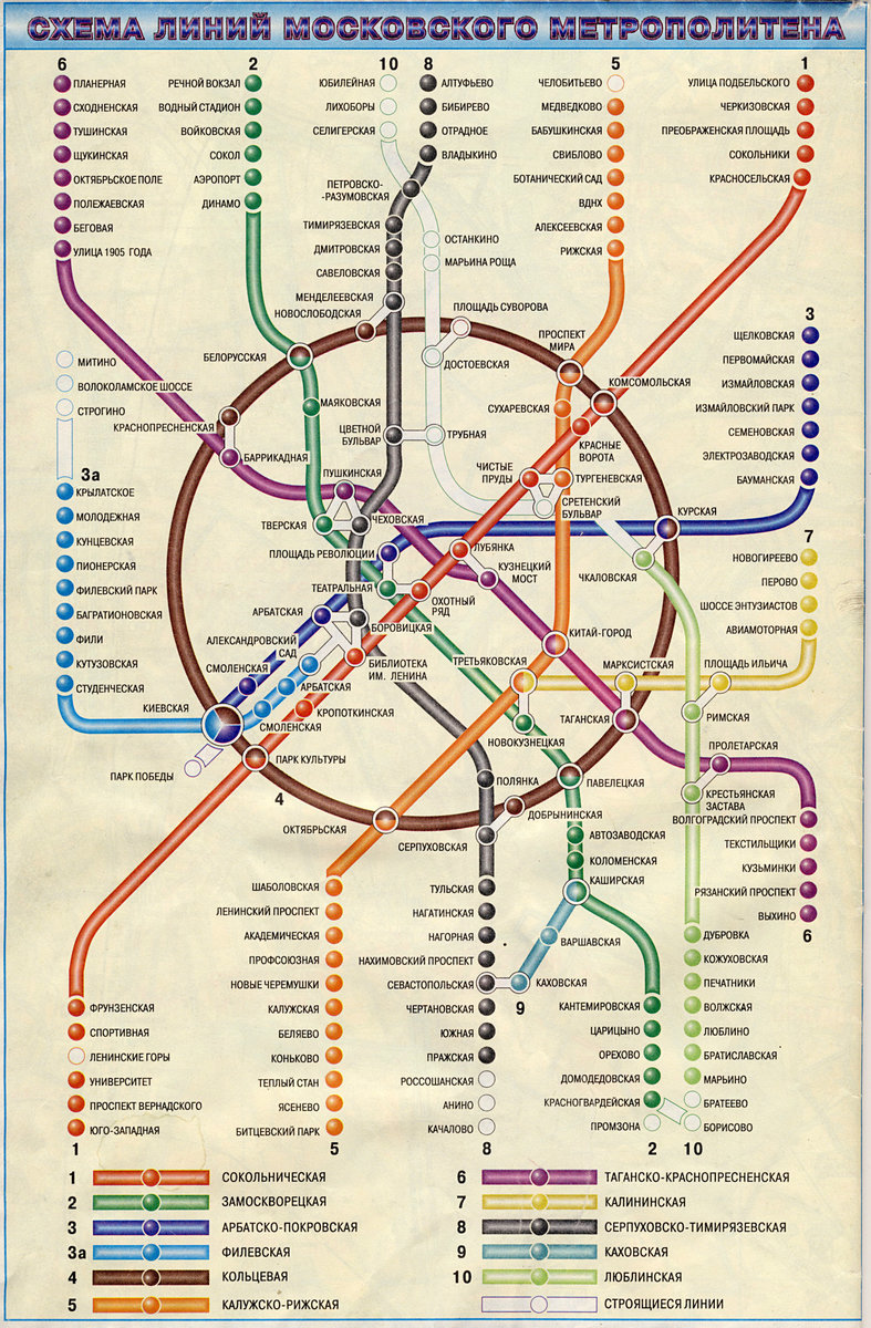 Карта схема метрополитена москвы