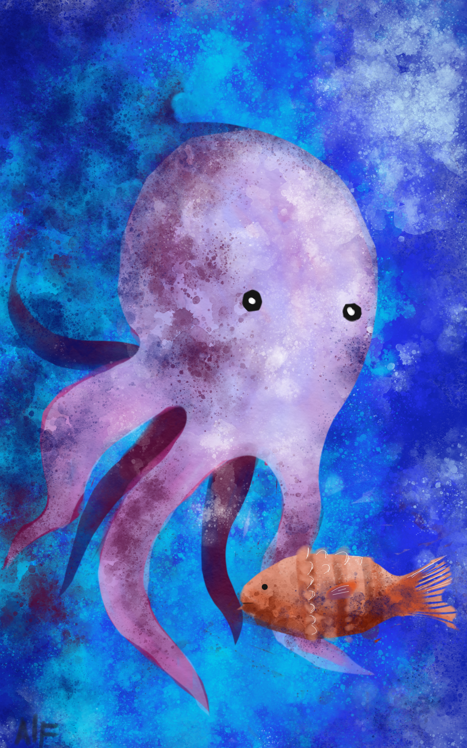 Octopussy :3 - My, Octopus, Computer graphics, Art, Drawing, Digital drawing, Longpost