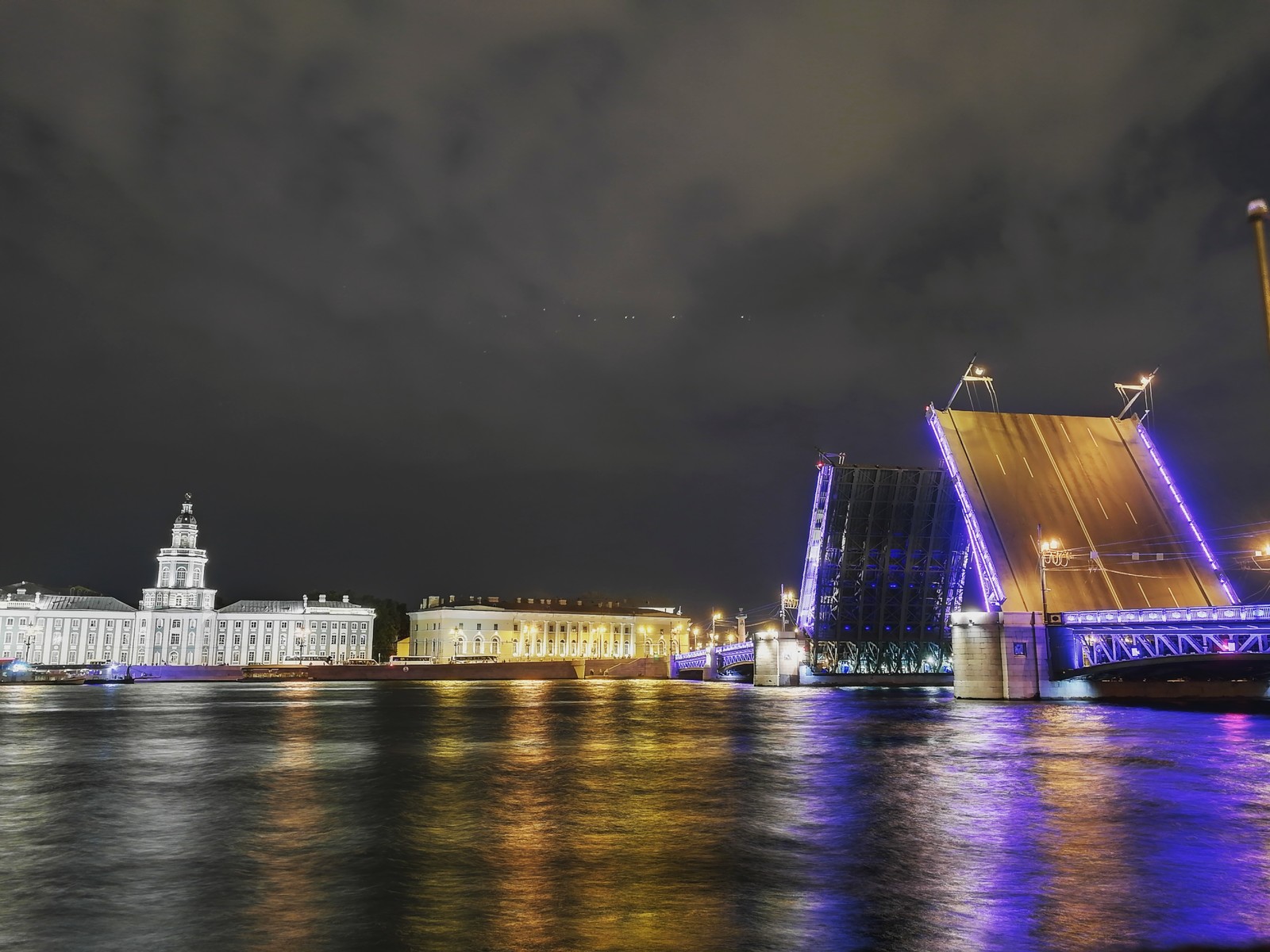 Petersburg, drawing of the palace bridge - My, Saint Petersburg, Bridge, Night, beauty