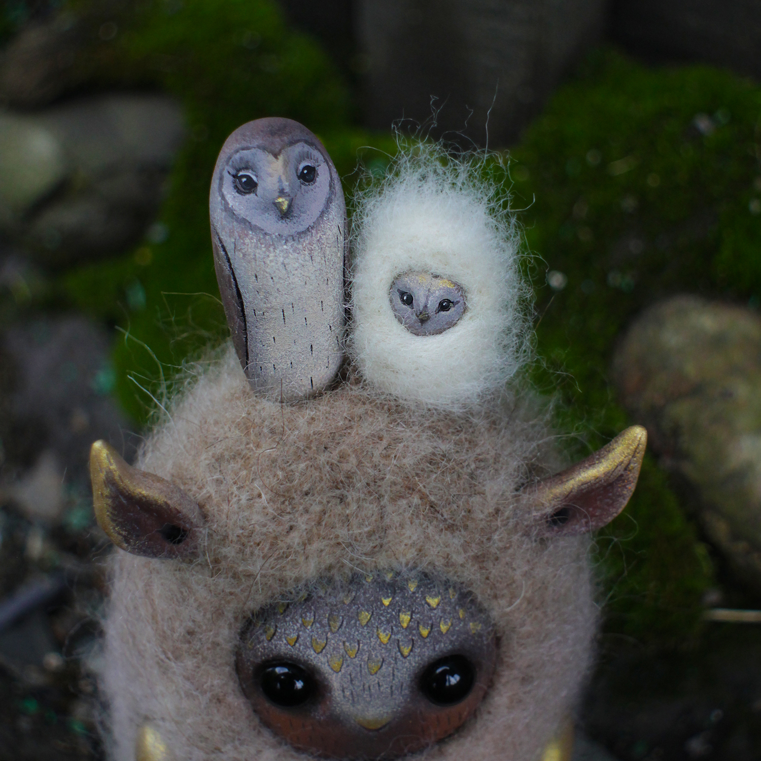 nature keepers - My, Needlework without process, Dry felting, Polymer clay, Minerals, Longpost