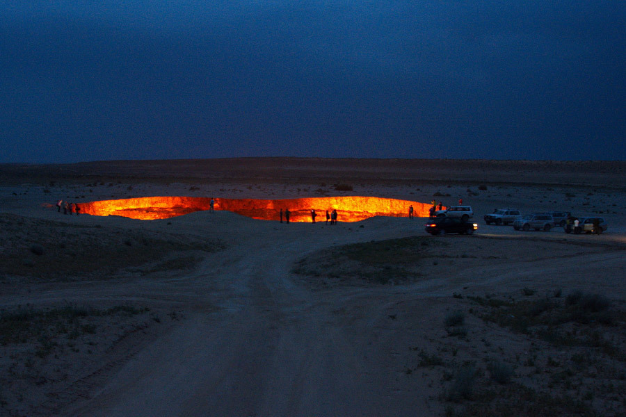 Gas crater Darvaza, Turkmenistan. - Turkmenistan, Darvaza, The crater Darvaza, Nature, Longpost