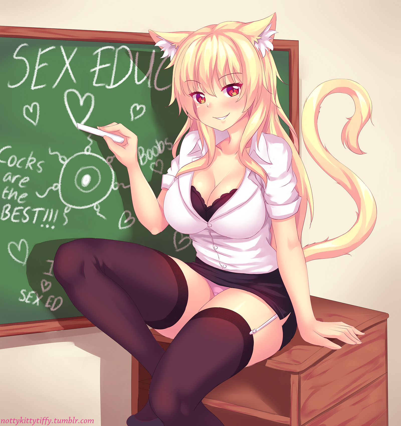 It's a very obscene class with Tiffy sensei) - Anime art, Pantsu, Anime, Not anime, Boobs, Art, Fastrunner2024, Tiffy