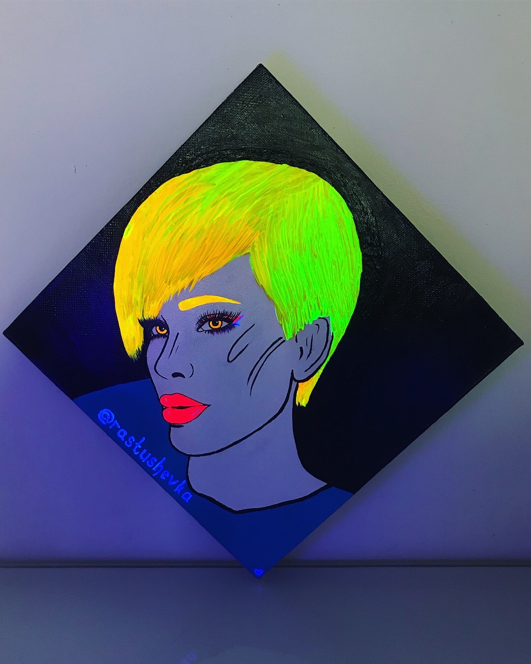 neon portrait - My, Portrait, Portraits of people, Neon, Maria Viskunova, Longpost, Drawing, Acrylic