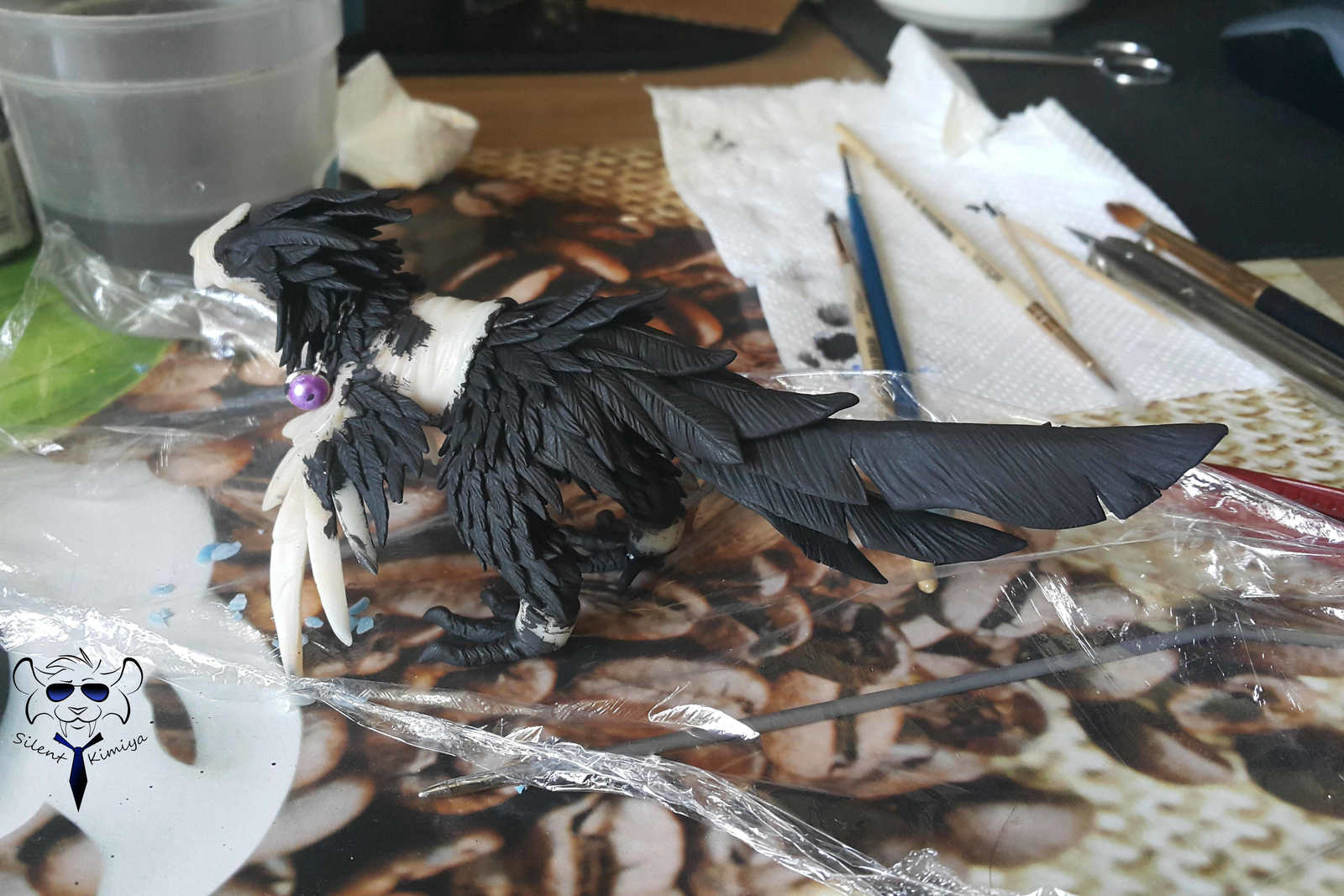 Anzu, Lord of the Ravens (World of Warcraft) - My, World of warcraft, Warcraft, Needlework with process, Handmade, Figurine, Needlework, Polymer clay, Handmade, Longpost, Figurines