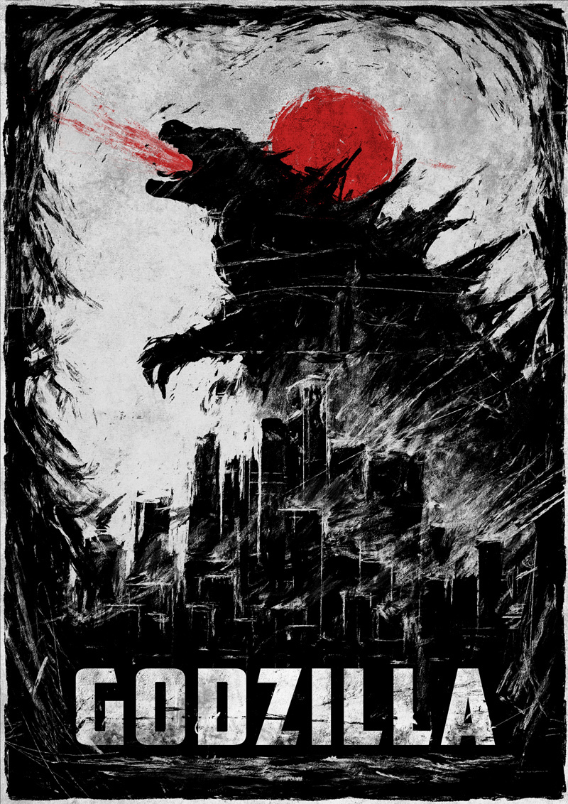 Godzilla. Quickposter - My, Godzilla, Poster, Longpost, Movies, Drawing, Digital drawing