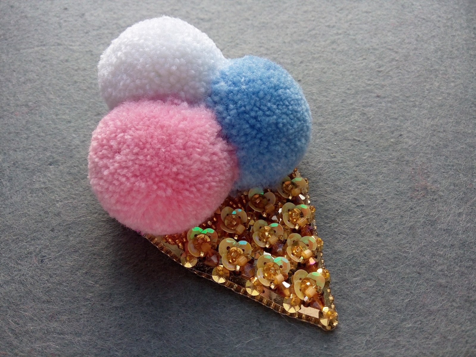 Ice cream - My, Brooch, , , Needlework without process