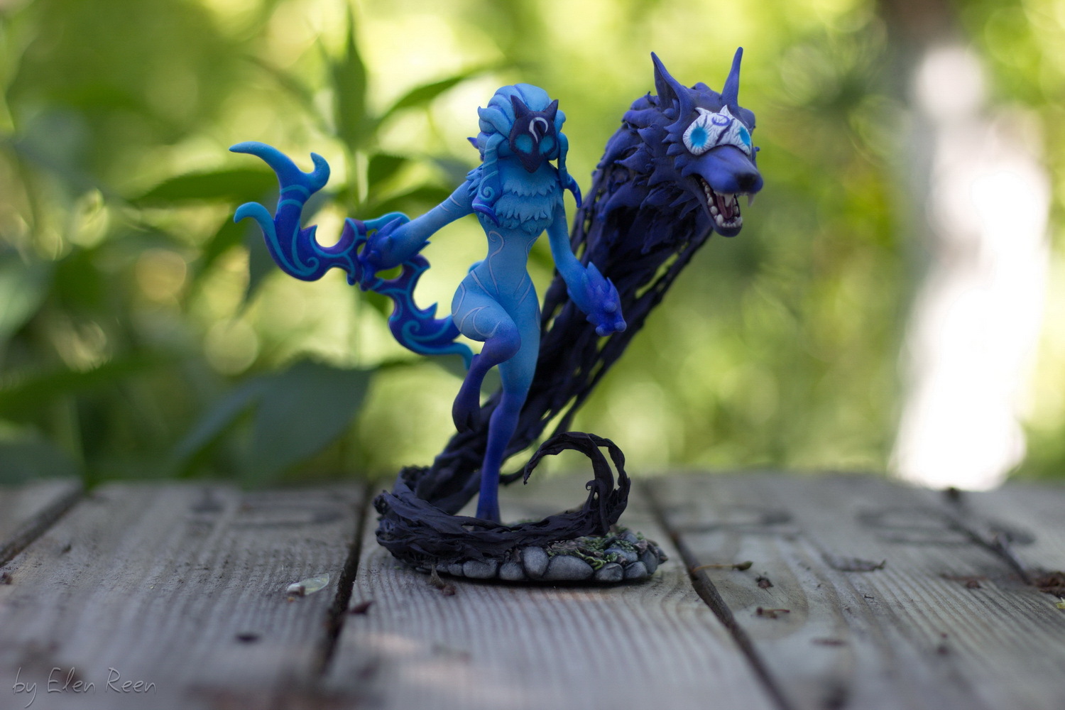 Kindred (League of Legends) - velvet plastic figure - My, Needlework with process, League of legends, Kindred, Figurine, Лепка, Handmade, Velvet plastic, , Video, Longpost, Figurines