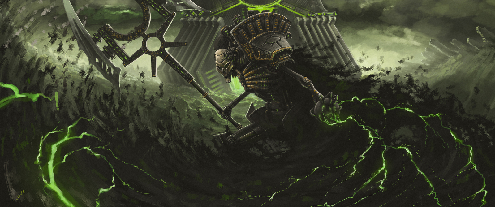 Lord necrons - My, Necrons, Warhammer 40k, Warhammer 40k: Dawn of War I, Dark crusade, Video, Art, , Necron Lord, Drawing, Longpost