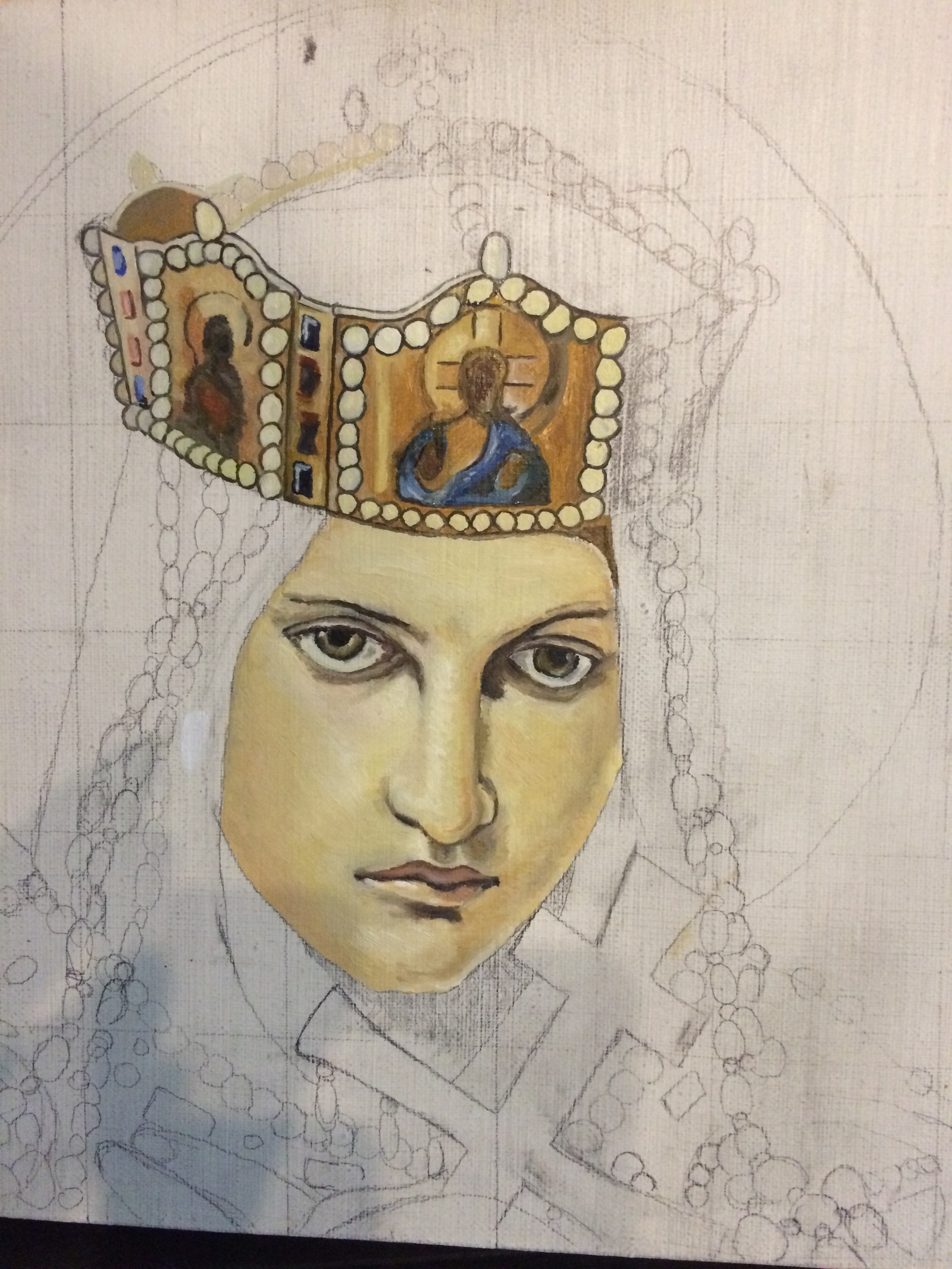 Carbon copy - My, Art, Joan of Arc, Olga, Oil painting, Gothic, Longpost