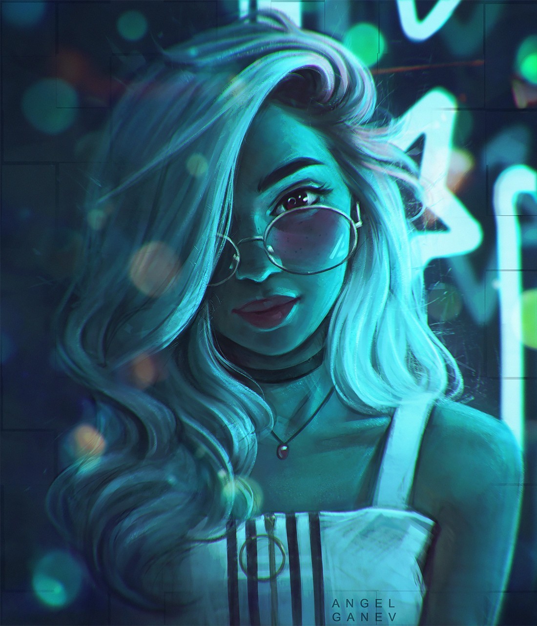 Neon Star - Art, Drawing, Girls, Angel Ganev