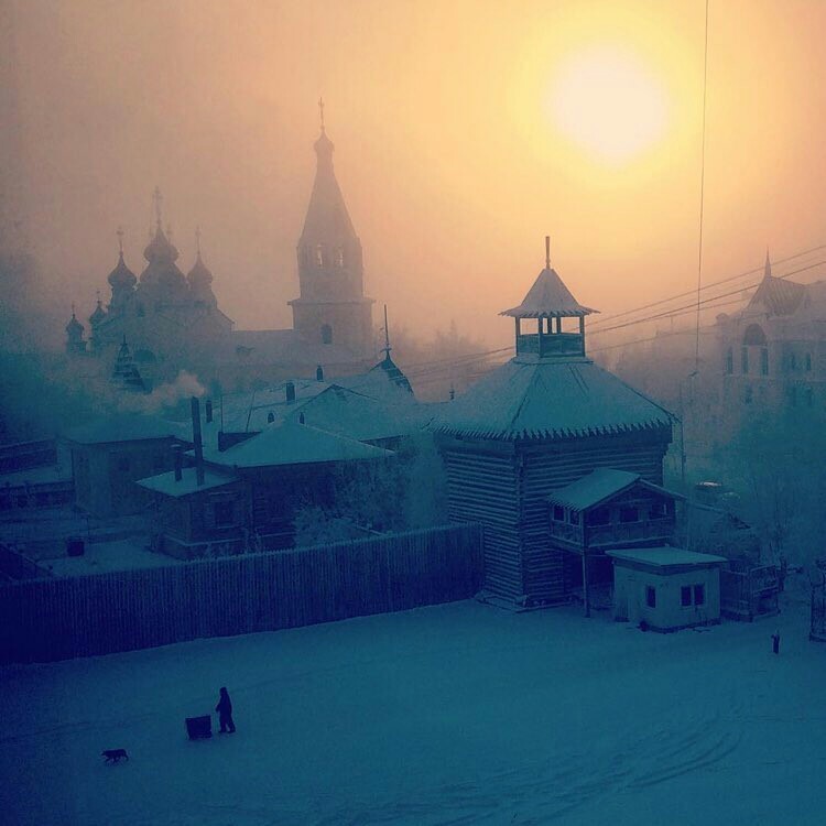 Morning Yakutsk at -45 (2016) - Yakutsk, Yakutia, The photo, Cold, Winter, Nature, beauty of nature, Church