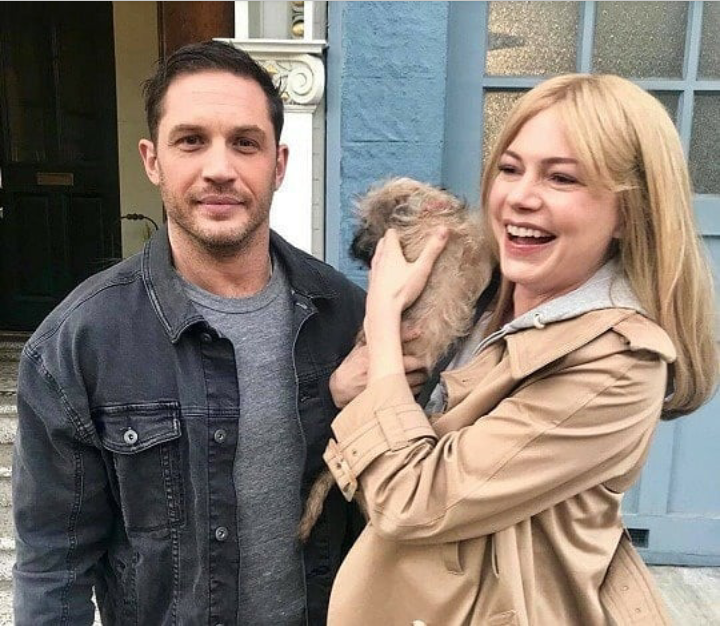 Tom Hardy and Michelle Williams on the set of Venom - Tom Hardy, Michelle Williams, Venom, Dog, Filming, Movies, The photo, Longpost