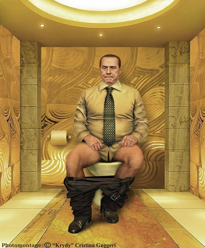 Outstanding personalities in the toilet - Vladimir Putin, Angela Merkel, Toilet, Art, Longpost