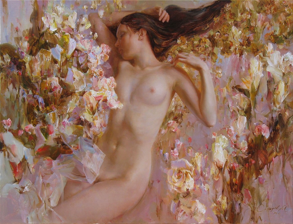 Painting by Aidemir Saidov - NSFW, Girls, Painting, A selection, Breast, Nudity, Art, Longpost