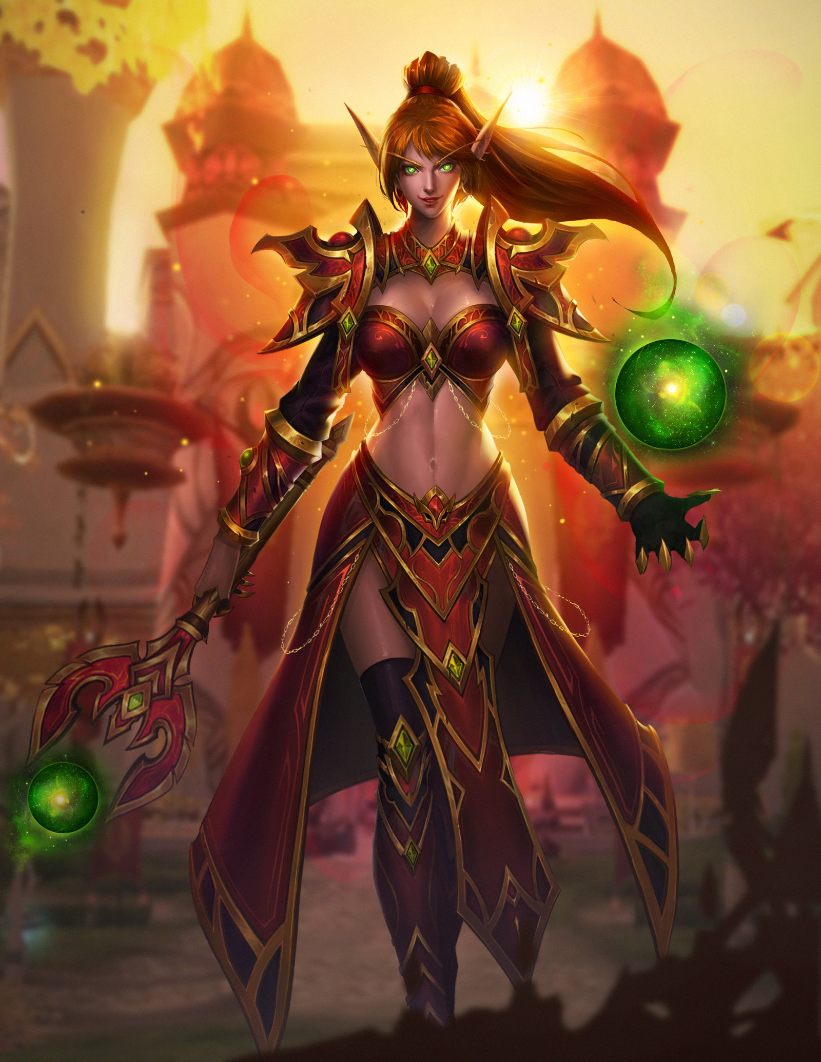 Blood elf warlock by chiaoqian liu - World of warcraft, Warcraft, Wow, Blizzard, Game art, Art