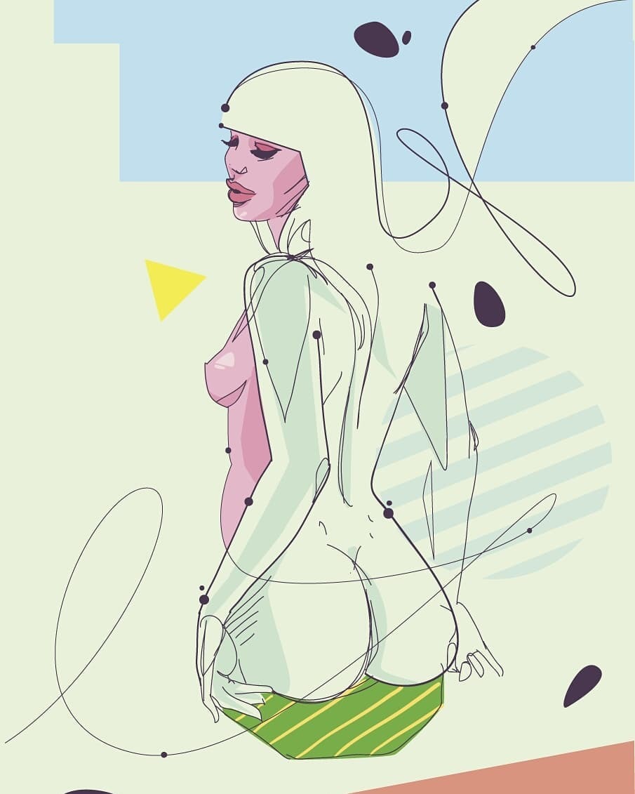 Bright colors and exciting lines, part 2 - NSFW, Erotic, Hand-drawn erotica, Digital drawing, Art, Longpost