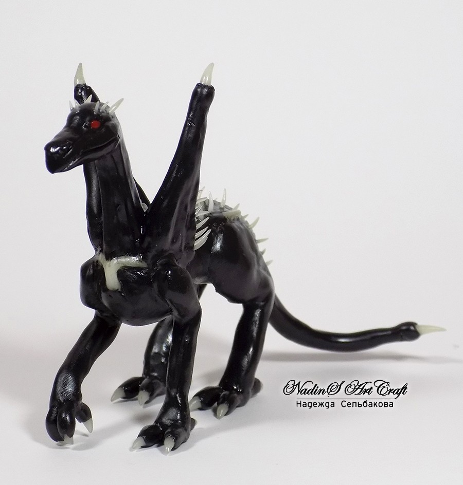 Figurine Toothy dragon - My, Needlework without process, Polymer clay, The Dragon, Teeth, Handmade, Creation, Kripota, Copyright, Longpost