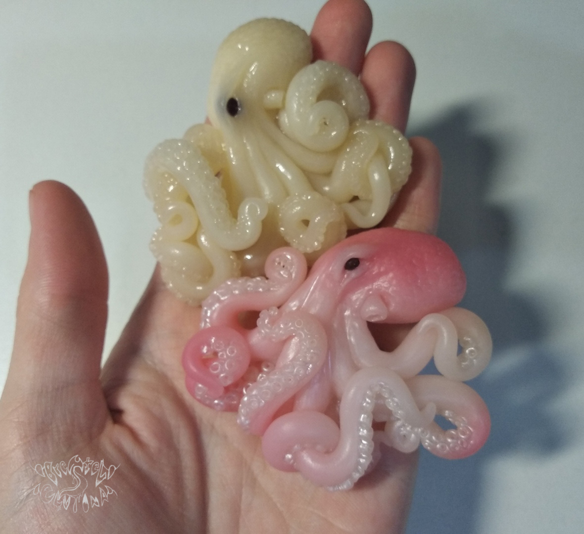 Thermochromic octopuses made of polymer clay - My, Polymer clay, Octopus, Longpost