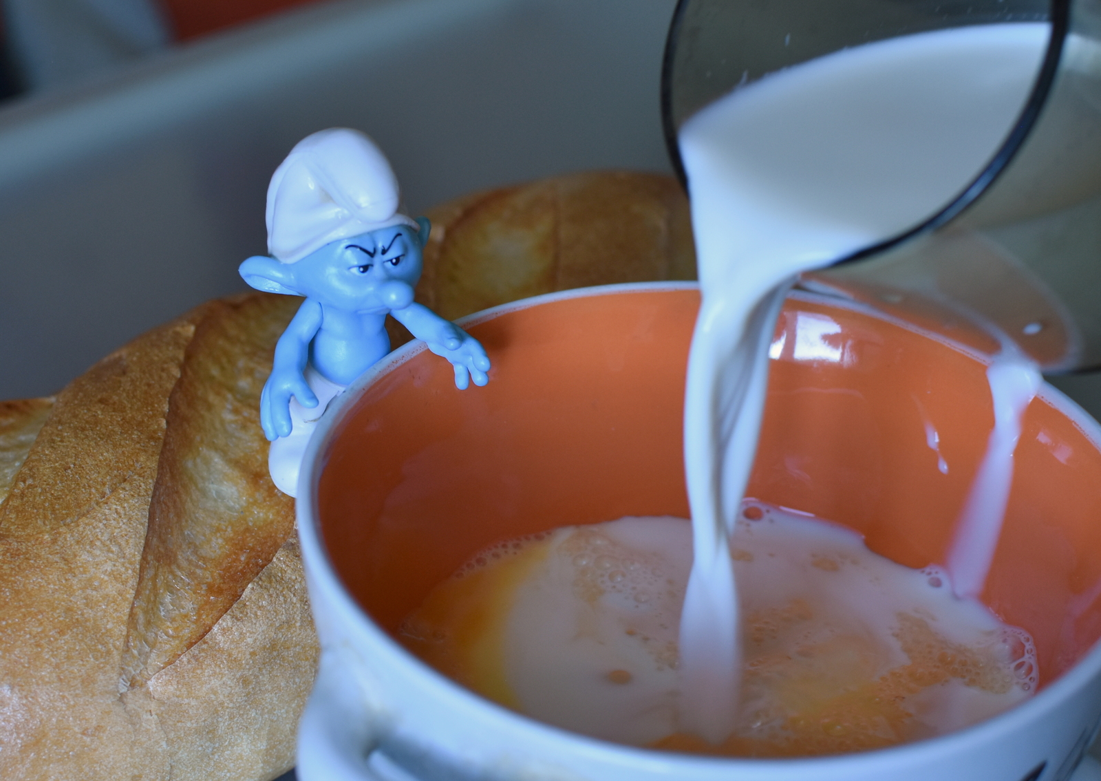 Smurf and GRENKI. - My, Preparation, Photographer, Toast, Cooking, Children, Longpost