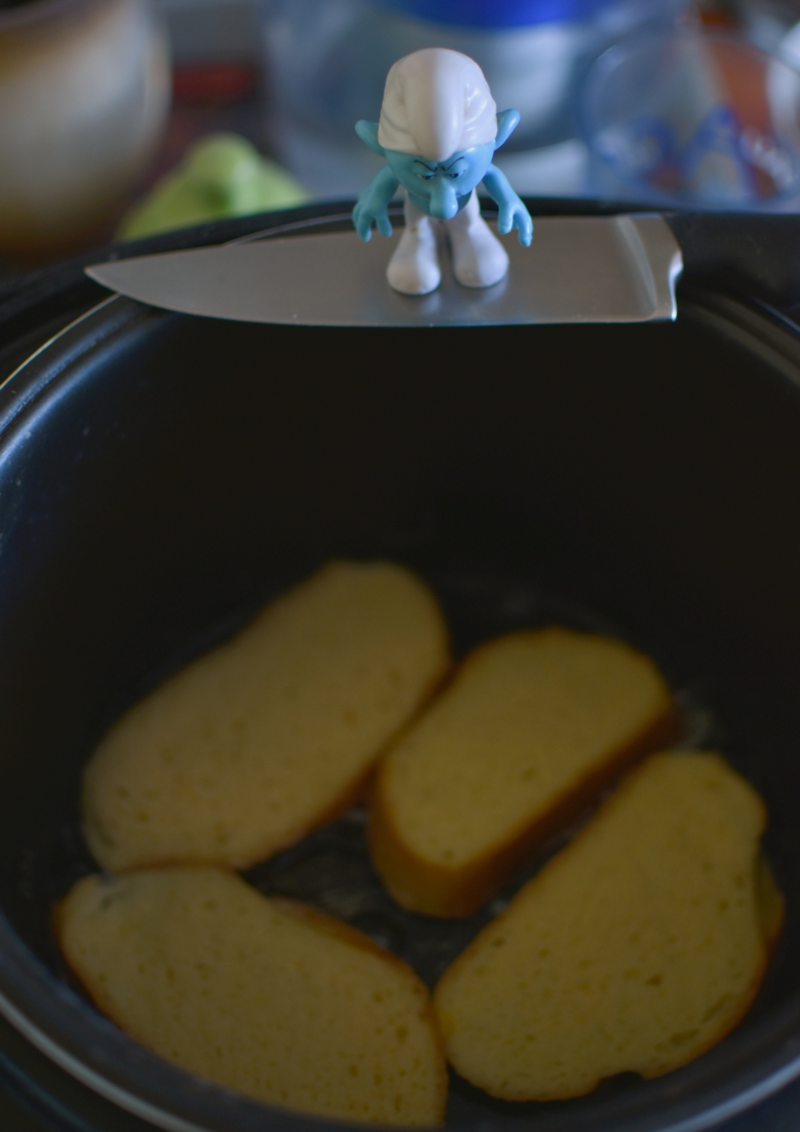 Smurf and GRENKI. - My, Preparation, Photographer, Toast, Cooking, Children, Longpost