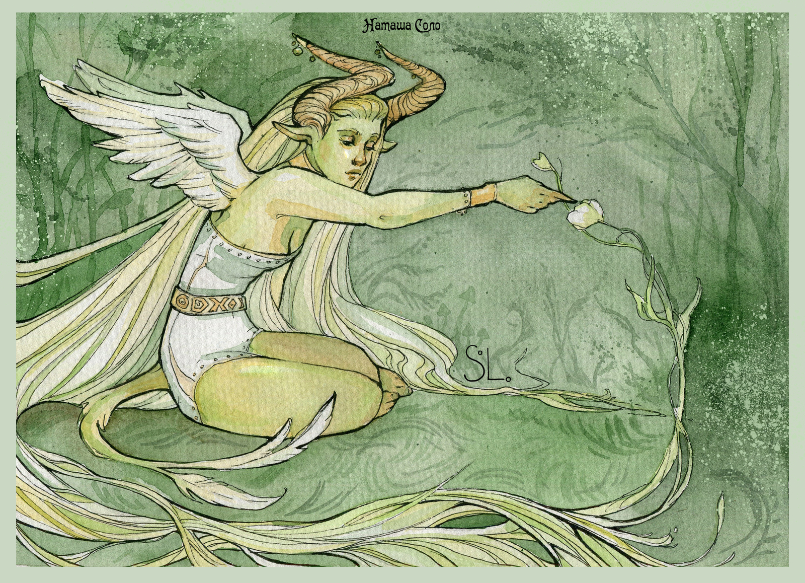 Watercolor fairy tales (winter cards) - NSFW, My, Winter, Postcard, , Watercolor, Longpost, Art, Drawing, Chimera