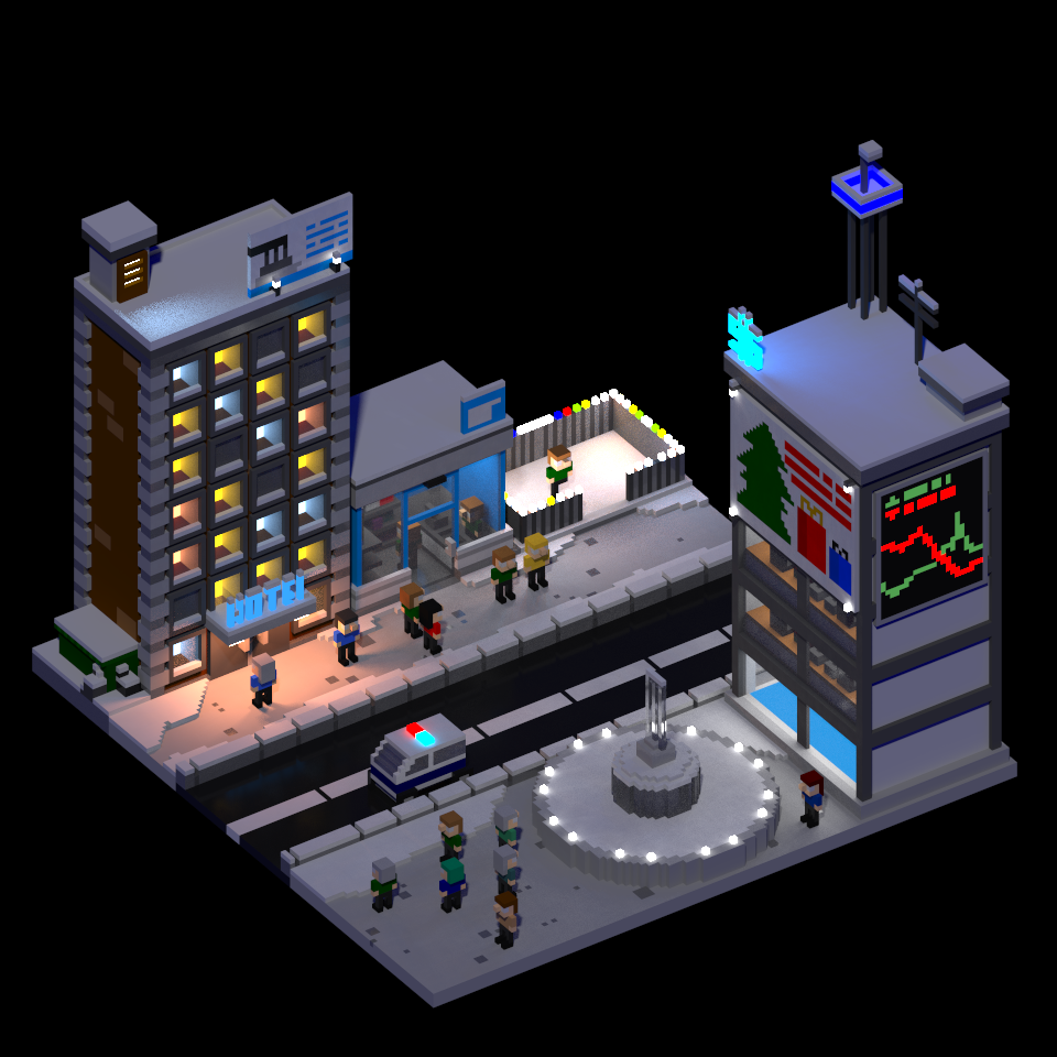 A little Christmas spirit :3 - My, Voxelking, , Magicavoxel, Town, New Year, Voxelart