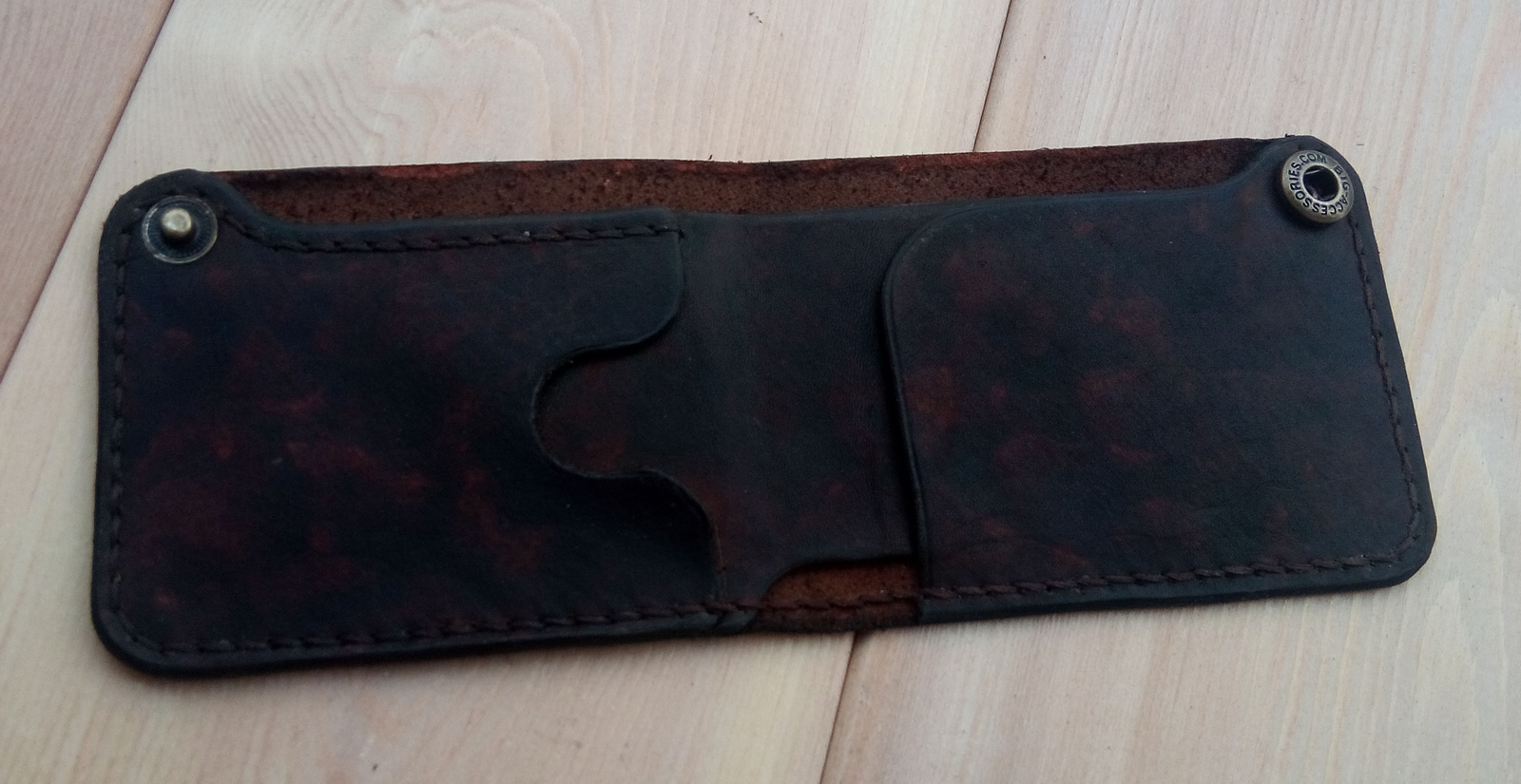 Simple bifold + process pieces - My, Leather craft, Handmade, Leather, Wallet, Needlework with process, Longpost