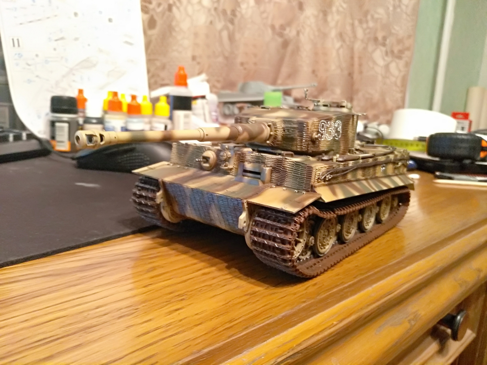 And I finally finished washing. The late Tiger took shape - My, Modeling, Stand modeling, Tanks, Models, Assembly, Painting, The Great Patriotic War, Longpost