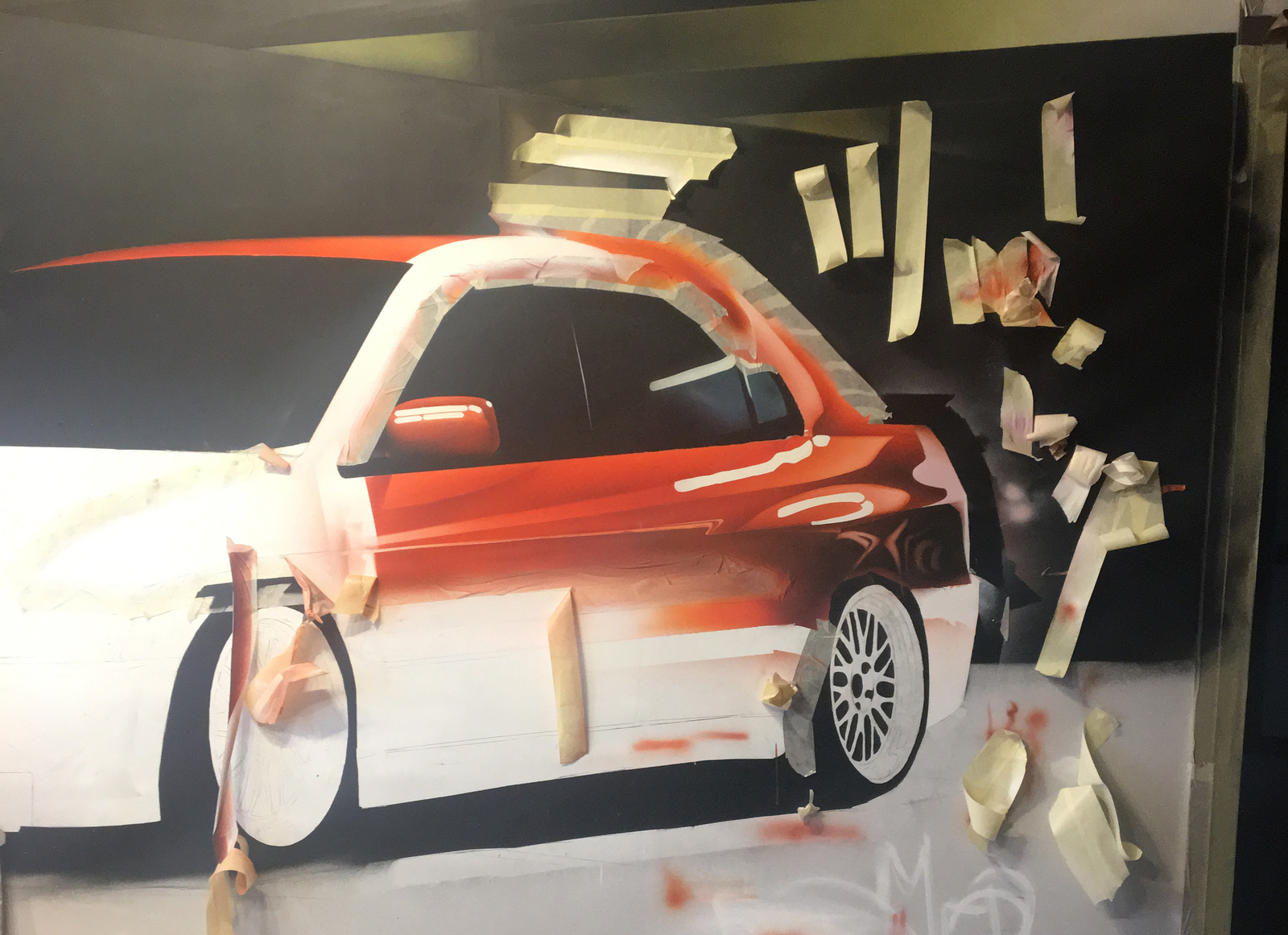 Process Lancer Evo - My, Art, Graffiti, Airbrushing, Auto, Mural, Process, Longpost, Mitsubishi lancer