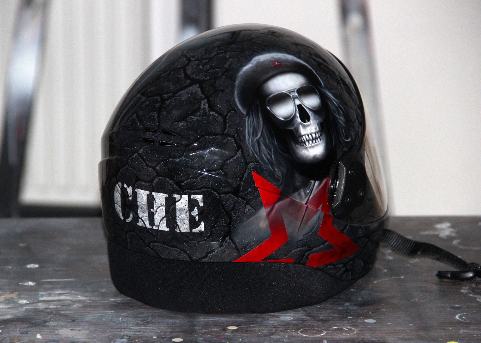 Airbrushing on the helmet Che - My, Airbrushing, Helmet, Che, Drawing, Painting, Scull, Art39inc, Longpost