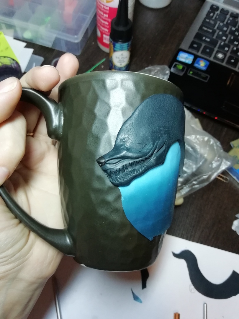 Birth Kindred from League of Legends - My, , Kindred, League of legends, Кружки, Polymer clay, Needlework with process, Handmade, Handmade, Longpost, Mug with decor