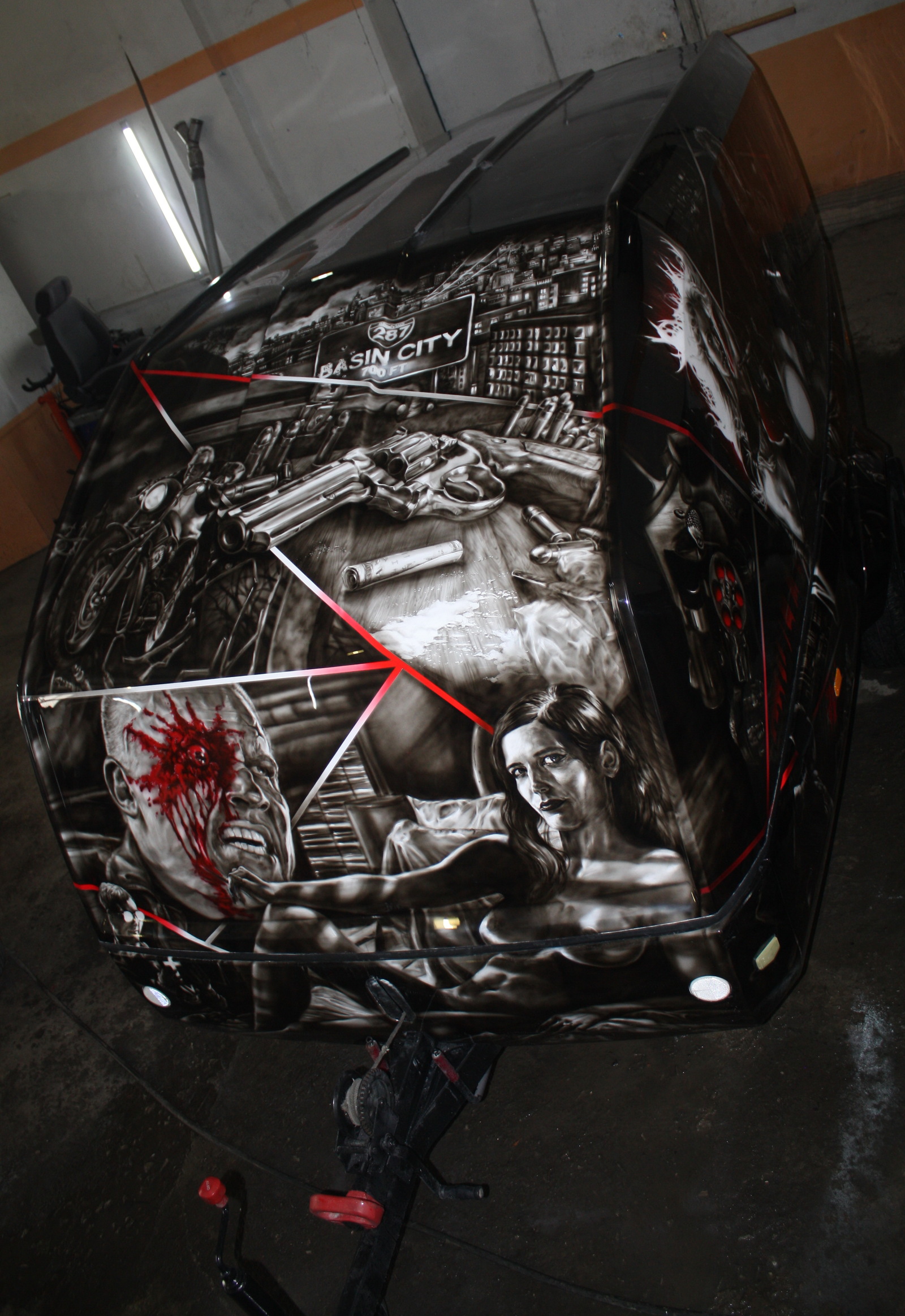 Trailer in the theme Sin City for a Tyumen motorcycle lover (many photos) - My, Airbrushing, Sin City, Longpost, Movies, Trailer, 