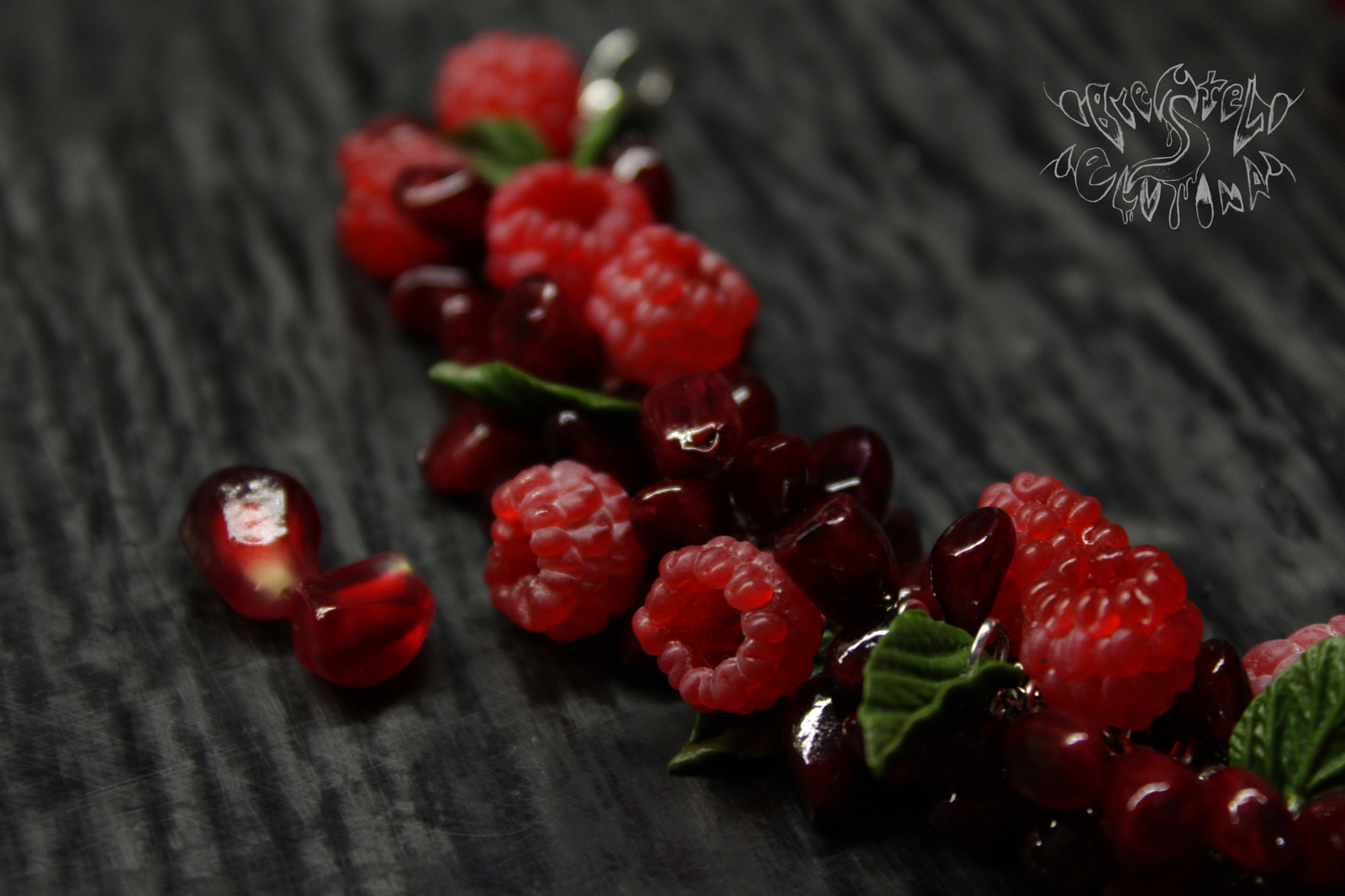 Garnet and crimson bracelet - My, Polymer clay, Yummy, Raspberries, Longpost