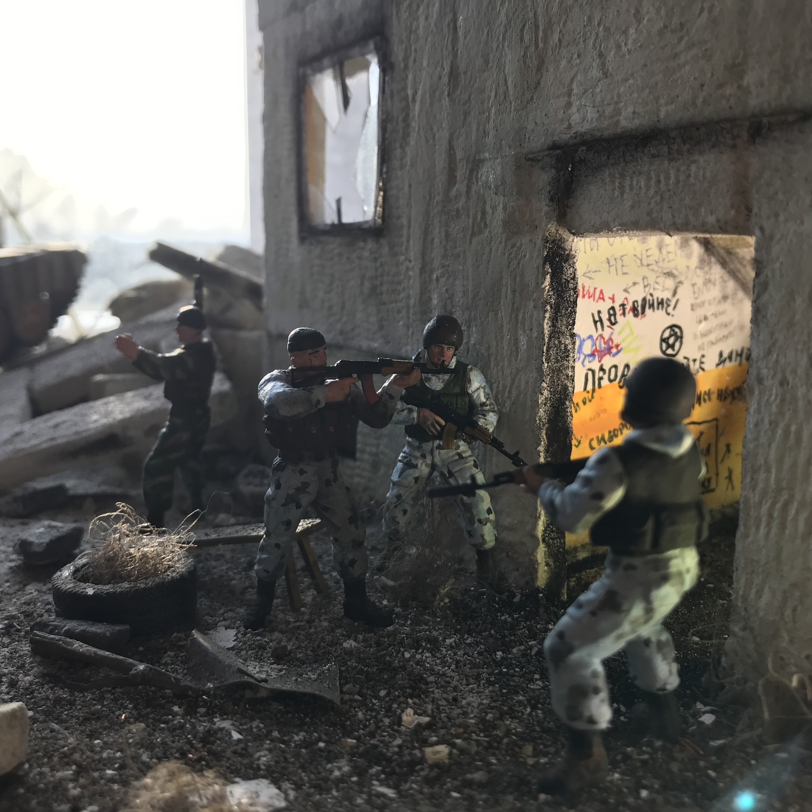 Diorama on the topic of modern conflict. - My, Modeling, Stand modeling, Diorama, Tanks, Longpost, Miniature, GIF, Video