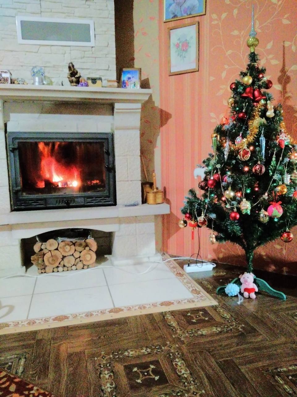 New Year's chaos! - My, New Year, cat, Christmas tree, Fireplace, Longpost