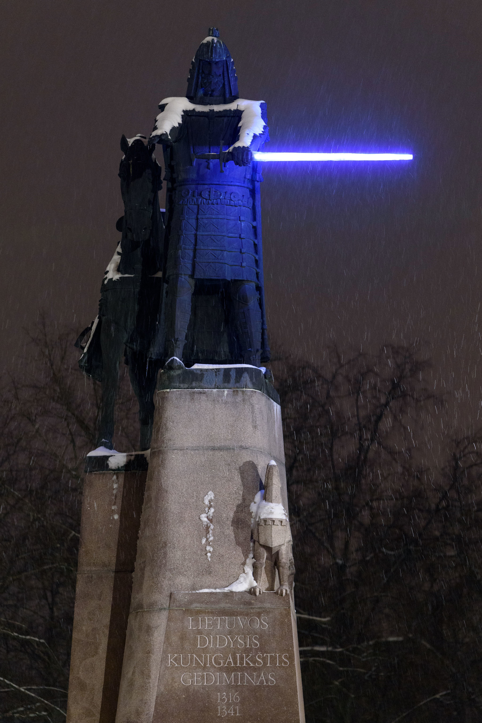 Grand Duke Gediminas with lightsaber in Vilnius - My, Vilnius, Lightsaber, The statue, Lithuania, Monument, Sculpture