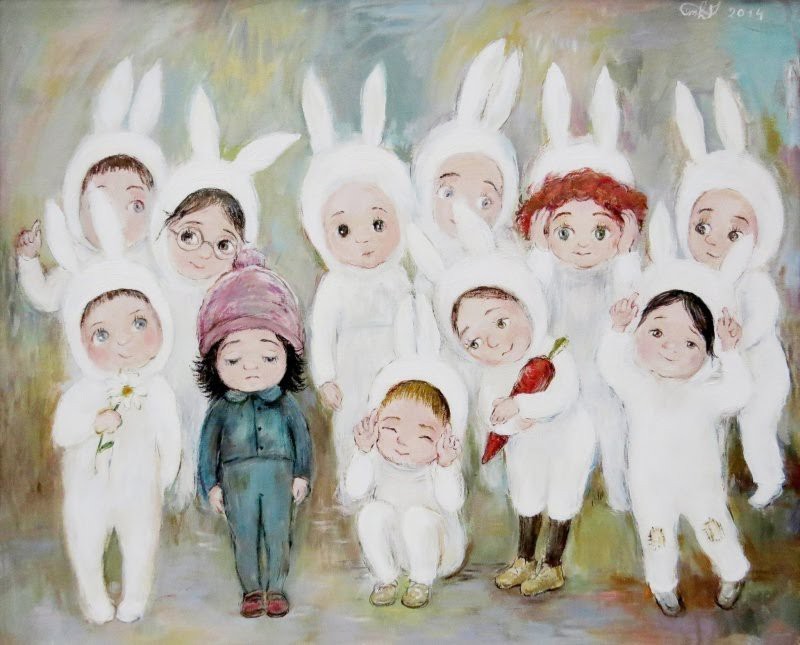 When childhood doesn't go away - Painting, Painting, Children, Animals, Longpost