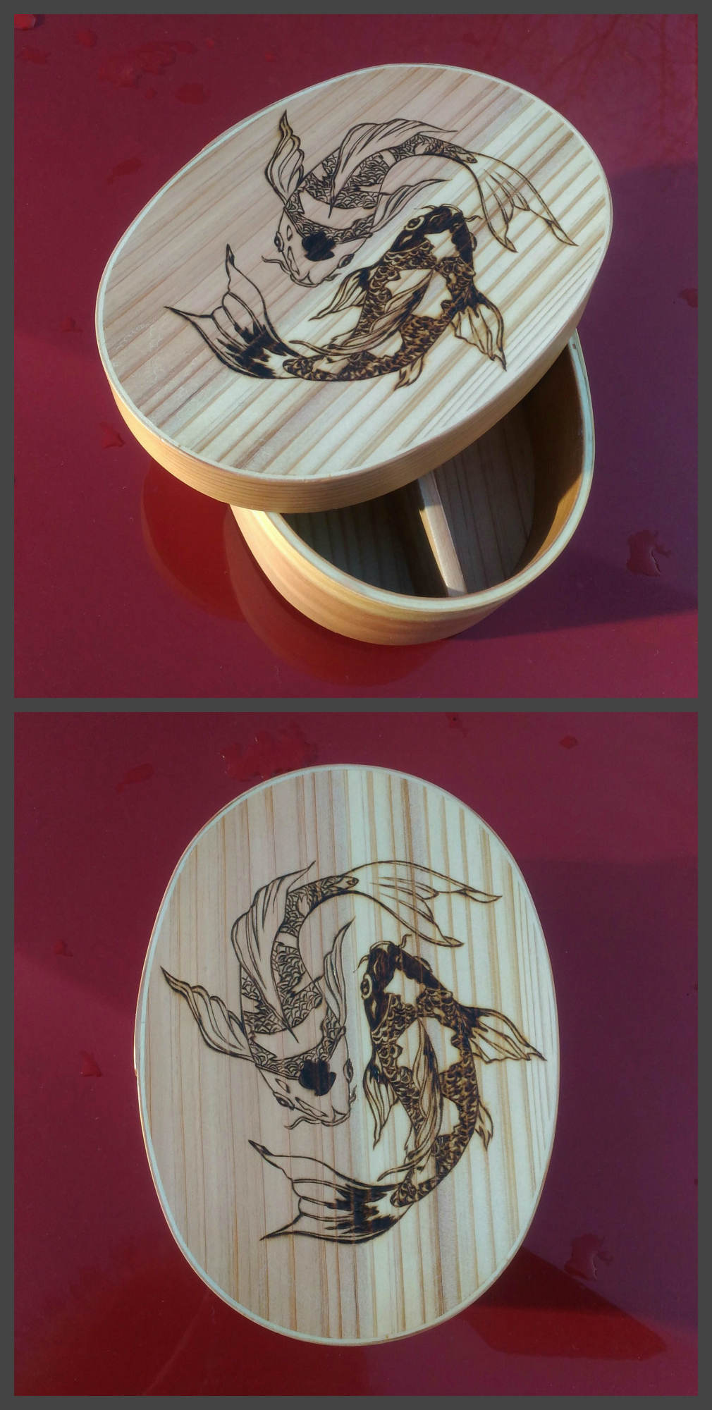 Bento boxes - My, Bento, Japan, Pyrography, Princess mononoke, Koi carps, Anime, Hayao Miyazaki, Unusual gifts, Longpost