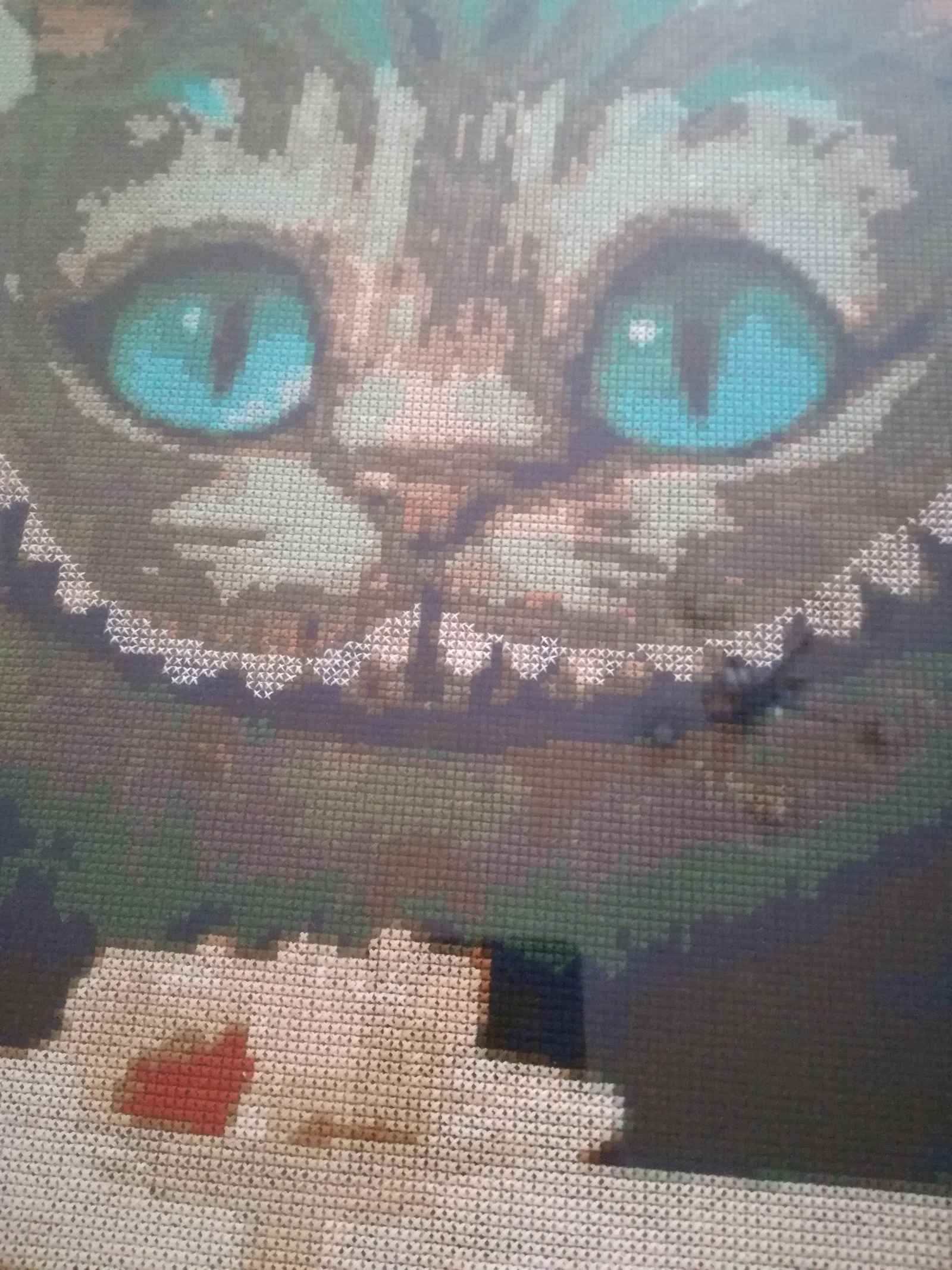 Painting. Cheshire Cat. - My, Cheshire Cat, Cheshire, Alice in Wonderland, Tim Burton, Painting, Embroidery, Needlework without process, Longpost