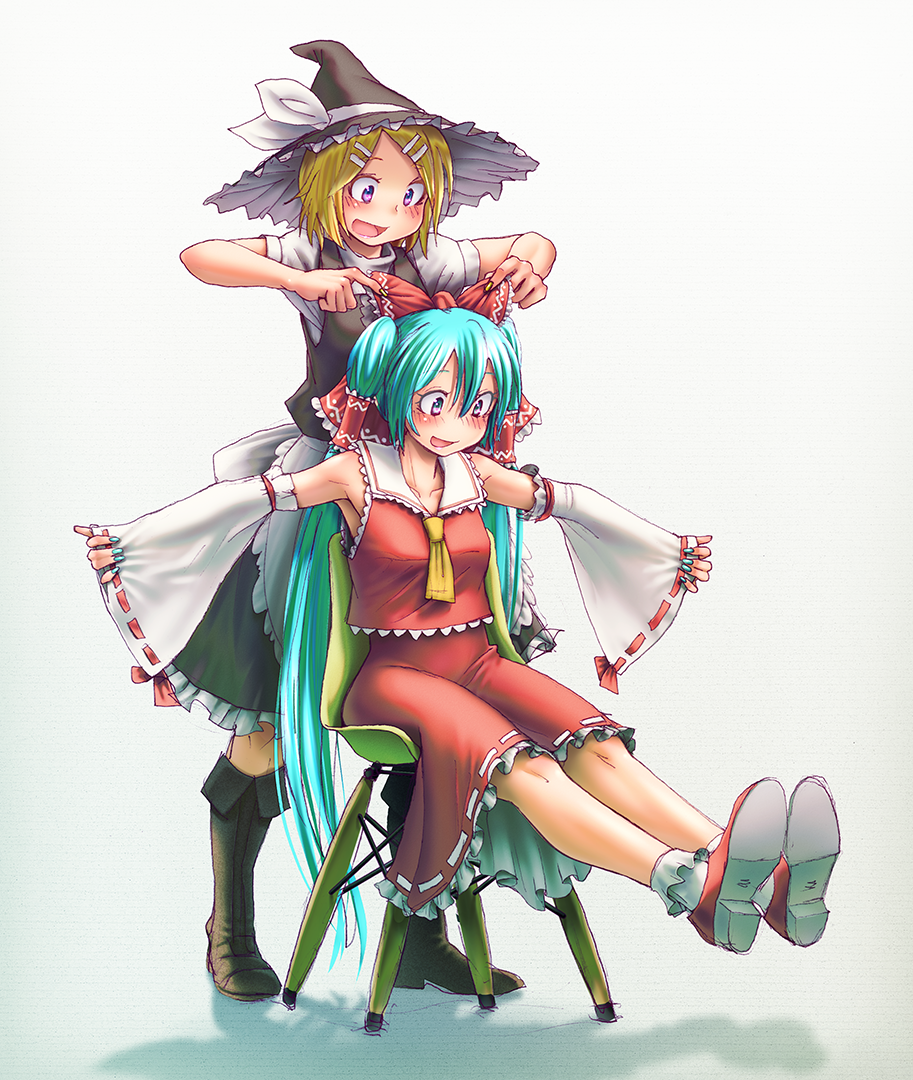 So, here is a bow and you are a princess! - Anime, Not anime, Vocaloid, Hatsune Miku, Kagamine rin, Wokada, Anime art, Touhou